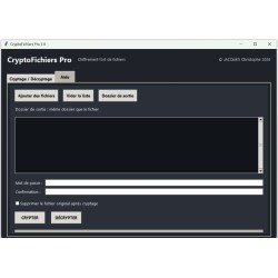 CryptoFichiers Pro est une application de protection de fichiers par cryptage et décryptage.